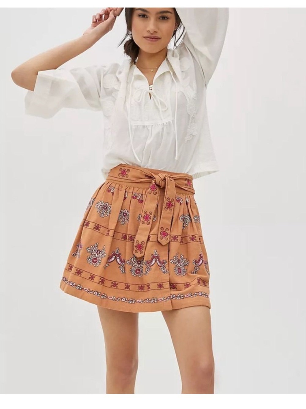 Anthropologie Meghan Embroidered Mini Skirt Size 10